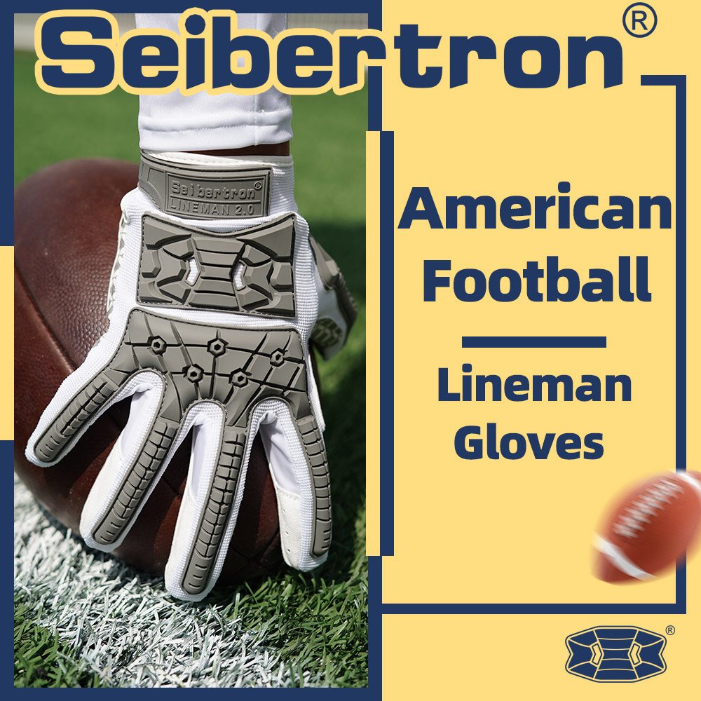 color:White | Seibertron Lineman 2.0 full finger football lineman gloves image 04