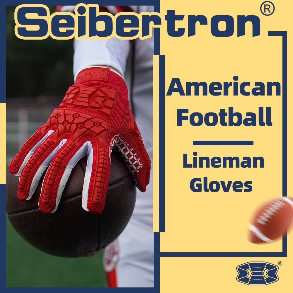 color:Red | Seibertron Lineman 2.0 full finger football lineman gloves image 07