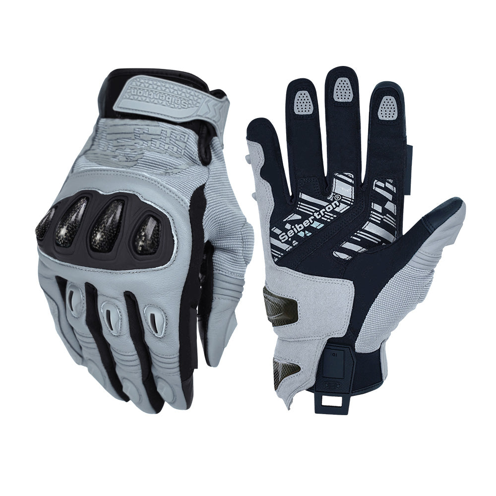 color:Grey | batch:sps4-scenes-20260716 | role:white-background-main | Seibertron SPS-4 winter rainproof motorcycle gloves grey white background main image