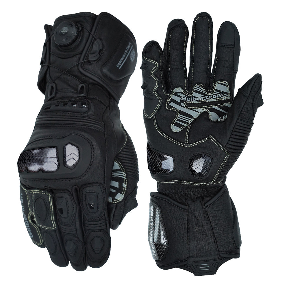 color:Black | Seibertron SPS-6 motorcycle gloves white background main image