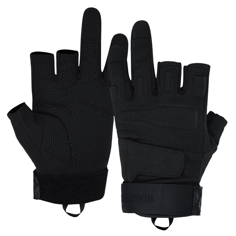 color:Black | Seibertron S.O.L.A.G-T three fingerless tactical gloves image 01