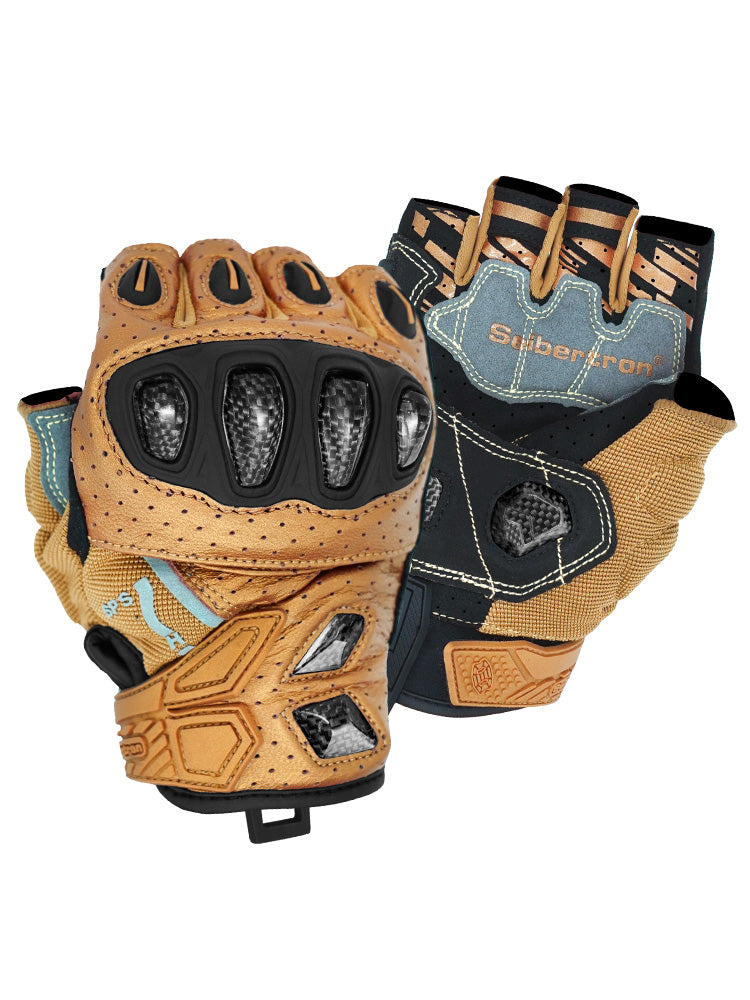 Seibertron SPS-7H half-finger motorcycle gloves in Gold