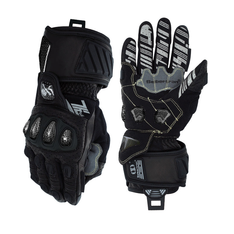 Seibertron SPS-7L long-cuff motorcycle racing gloves in Black