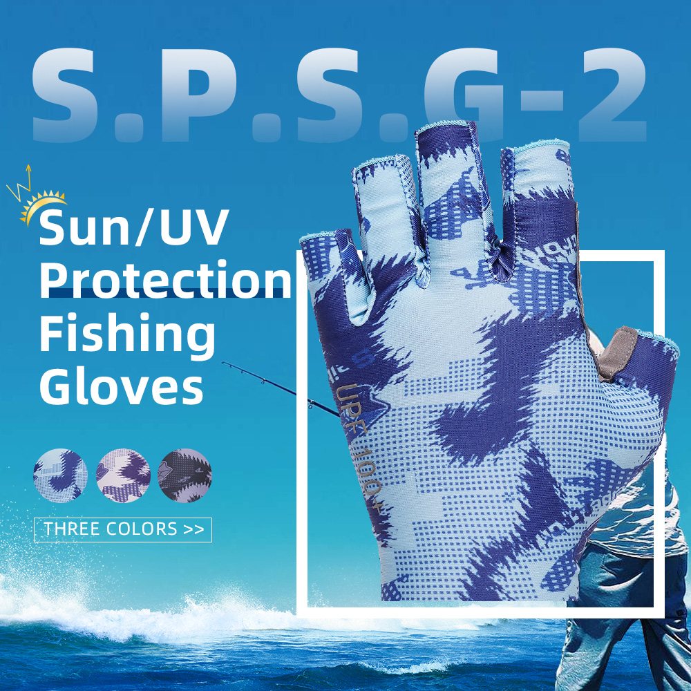 color:Blue | Seibertron S.P.S.G-2 UPF100 sun protection fishing gloves image 09