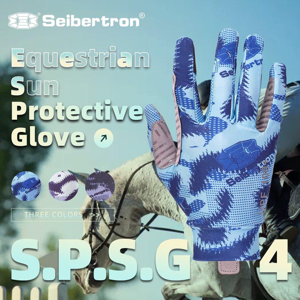 color:Blue | Seibertron S.P.S.G-4 UPF100 sun protection horse riding gloves image 09