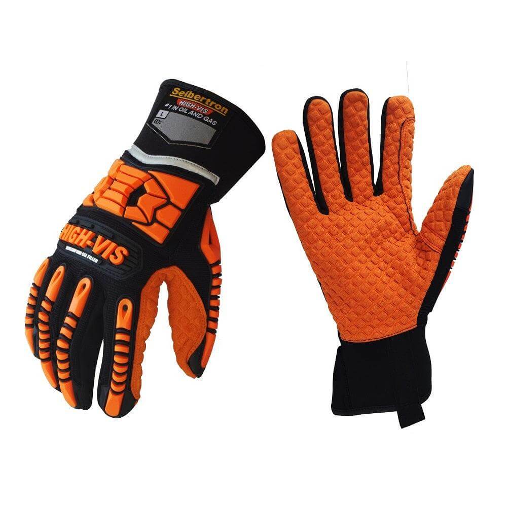 12組 Seibertron High - Vis SDXO2 Supergrip および GEL Filled 耐衝撃保護手袋 - Seibertron