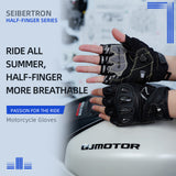 Seibertron SPS-7H Superior Protection Series Half-Finger Motorcycle Riding Gloves
