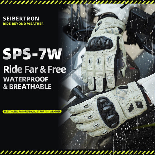 Seibertron SPS-7W 防水レザー カーボンファイバー タッチスクリーン対応 バイク用グローブ