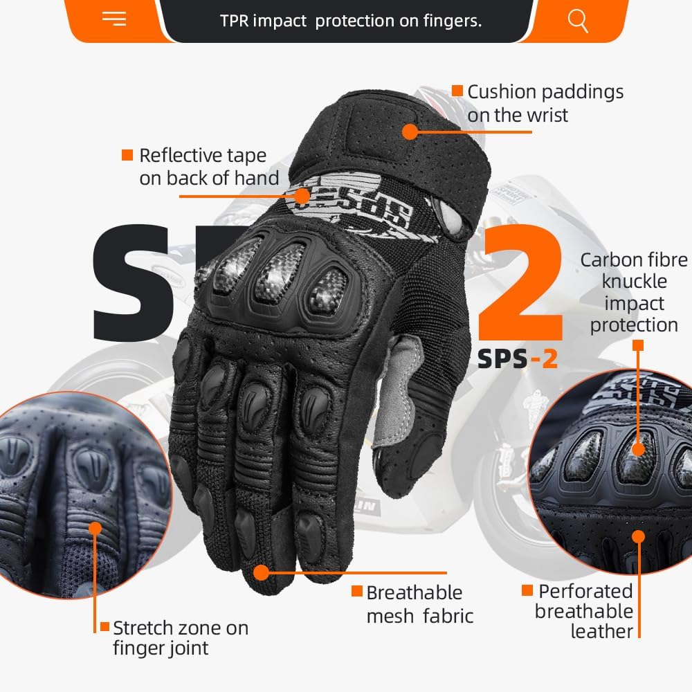 Seibertron SPS-2 フルフィンガー ユニセックス タッチスクリーン対応 ロードレース モーターサイクル MTB スポーツグローブ - Seibertron
