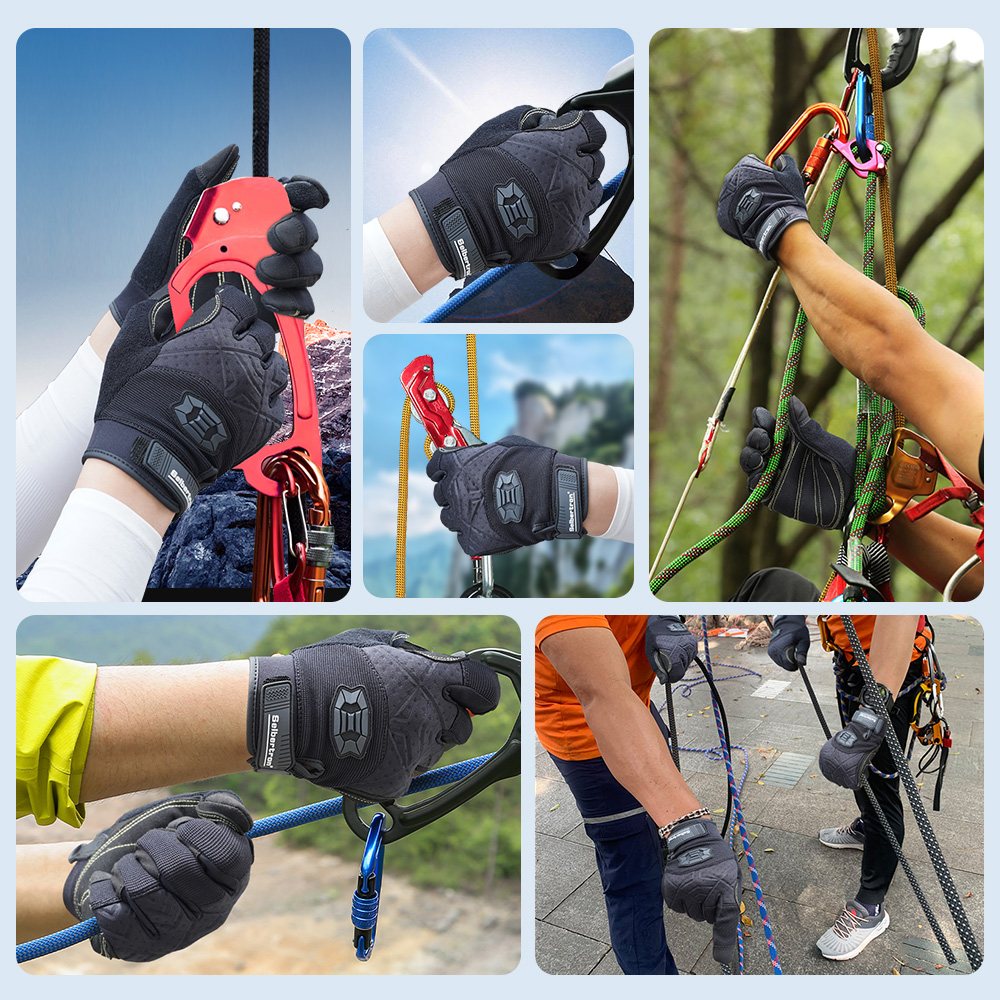 カラー：ブラック | Seibertron Full Finger Climbing Sailing Gloves フルフィンガー・パッド入りパーム・クライミングロープ用グローブ 画像 05
