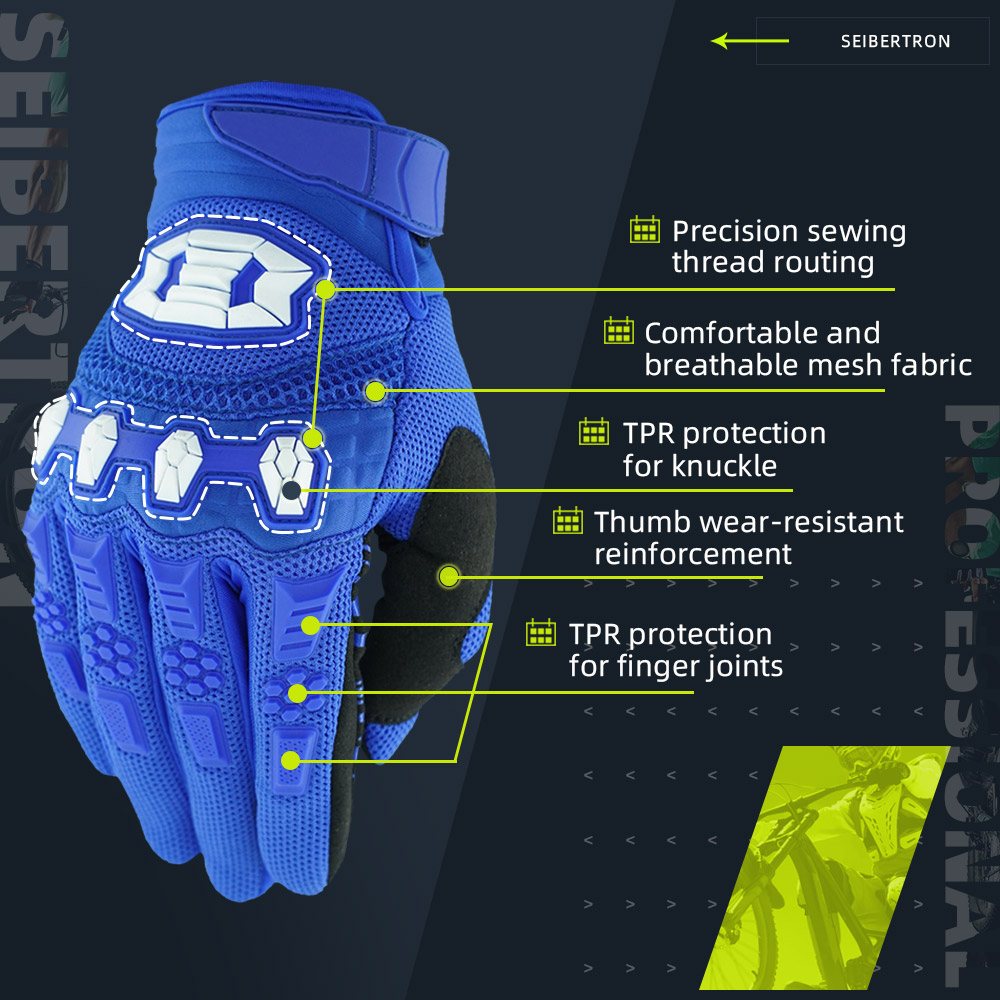 カラー:ブルー | Seibertron Dirtpaw フルフィンガーモトクロス・オフロードライディンググローブ 画像 19