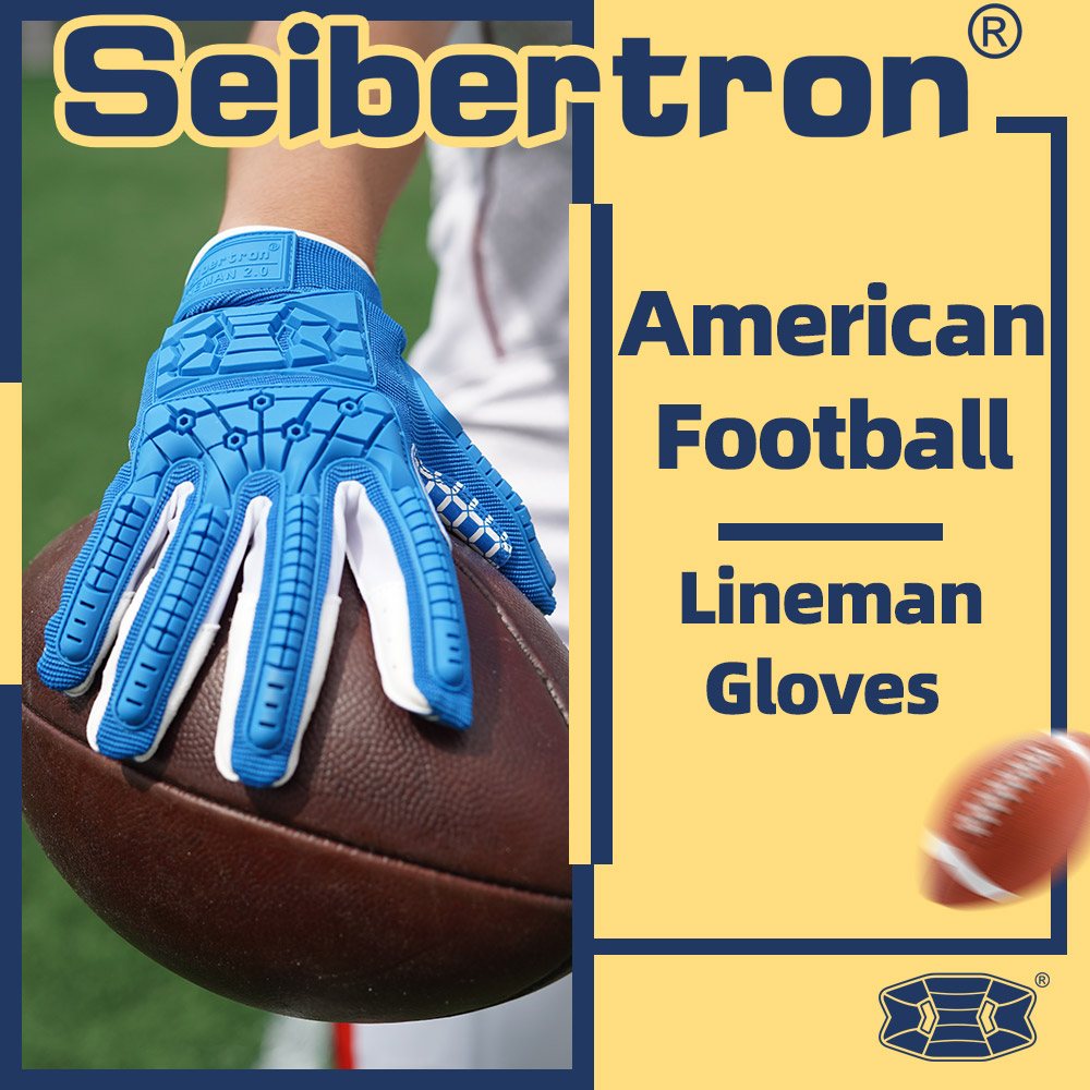 color:Blue | Seibertron Lineman 2.0 full finger football lineman gloves image 10