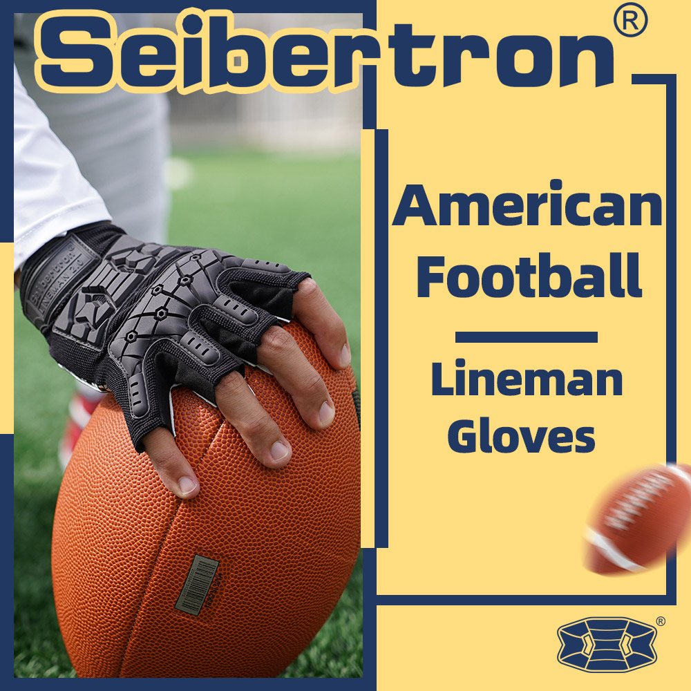 color:Black | Seibertron Lineman 2.0 half finger football lineman gloves image 02