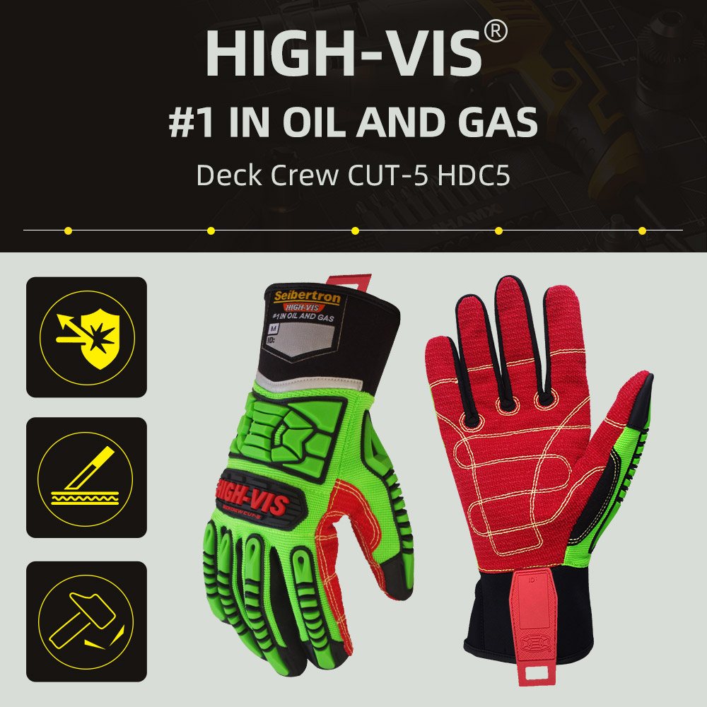 color:all | Seibertron HIGH-VIS HDC5 level 5 cut resistant deckhand impact safety gloves image 01