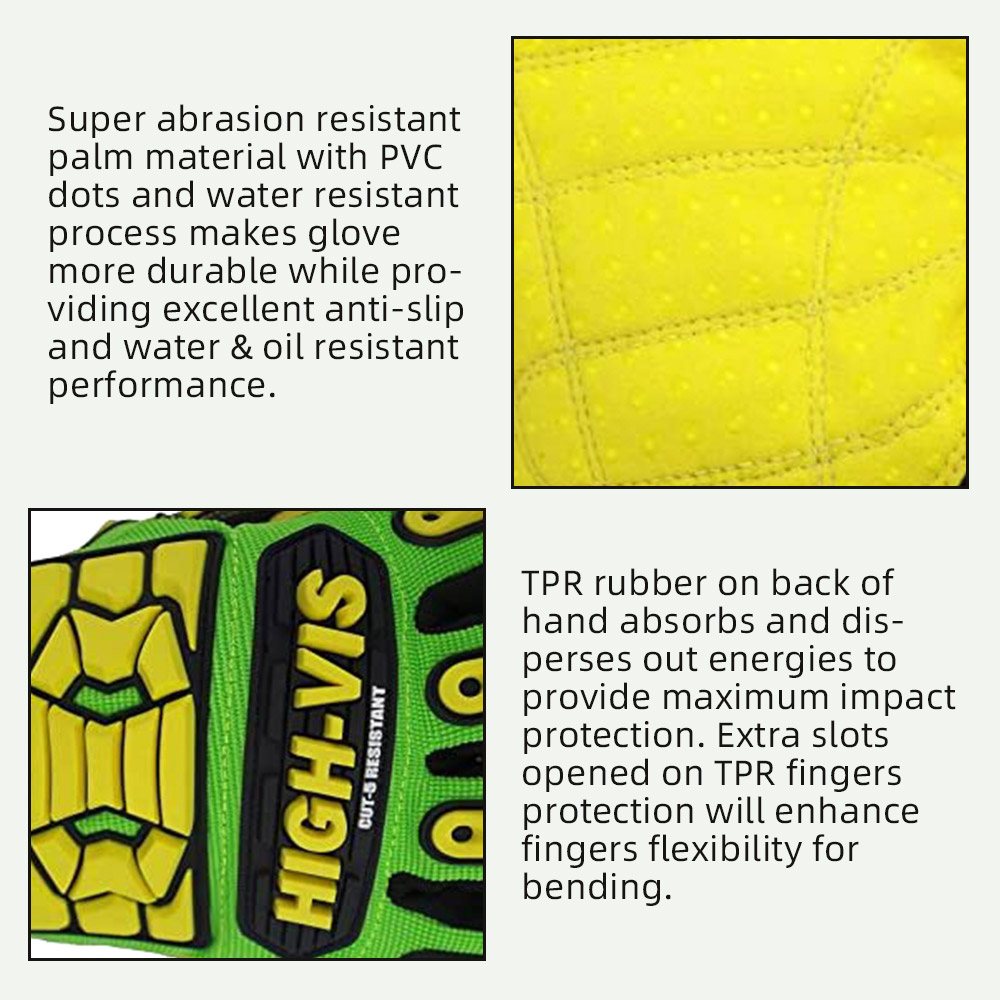 color:all | Seibertron HIGH-VIS SDXC5 cut 5 impact and puncture resistant oilfield safety gloves image 04