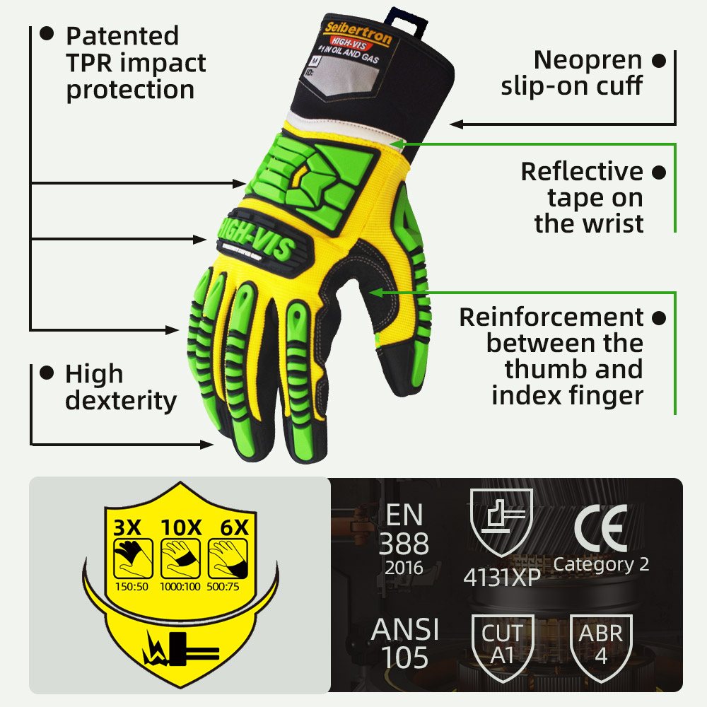 色:すべて | Seibertron HIGH-VIS SDXG2 スーパーグリップゲル 防振・衝撃保護安全手袋 画像 02