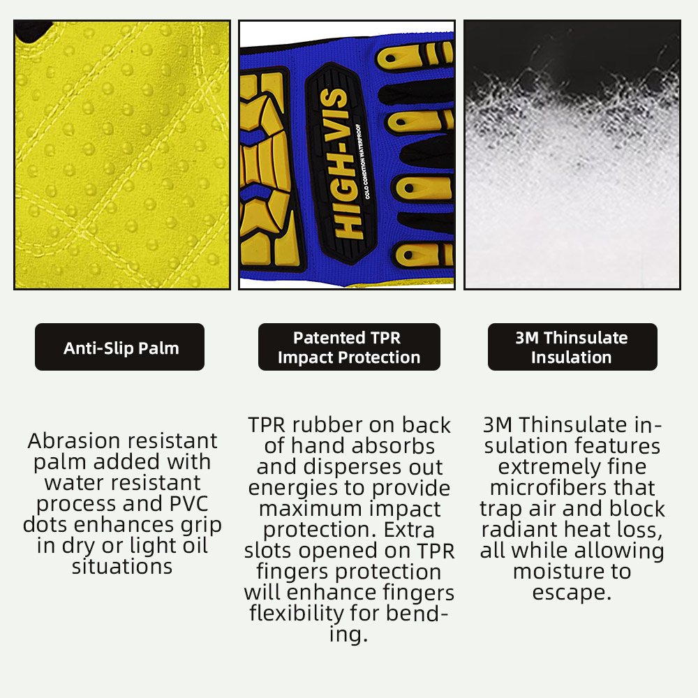 color:all | Seibertron HIGH-VIS SDXW cold weather waterproof 3M Thinsulate work gloves image 05