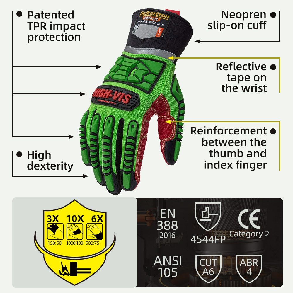 全色 | Seibertron HIGH-VIS WPC5 耐切創・防寒防水・衝撃保護安全手袋 画像 02