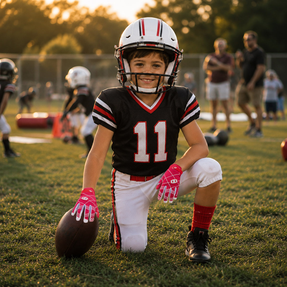 seibertron-gallery:pro3-adult-youth-zodiac-20260716 | product:8668804808894 | color:Red | group:Youth | slot:1 | Seibertron PRO 3.0 youth football receiver gloves red zodiac gallery 1