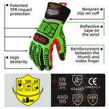 seibertron-gallery:hdc5-safety-gloves-20260715 | product:hdc5 | color:Green Red | slot:3 | Seibertron HIGH-VIS HDC5安全手袋のTPR衝撃保護とCE・ANSI定格の詳細画像