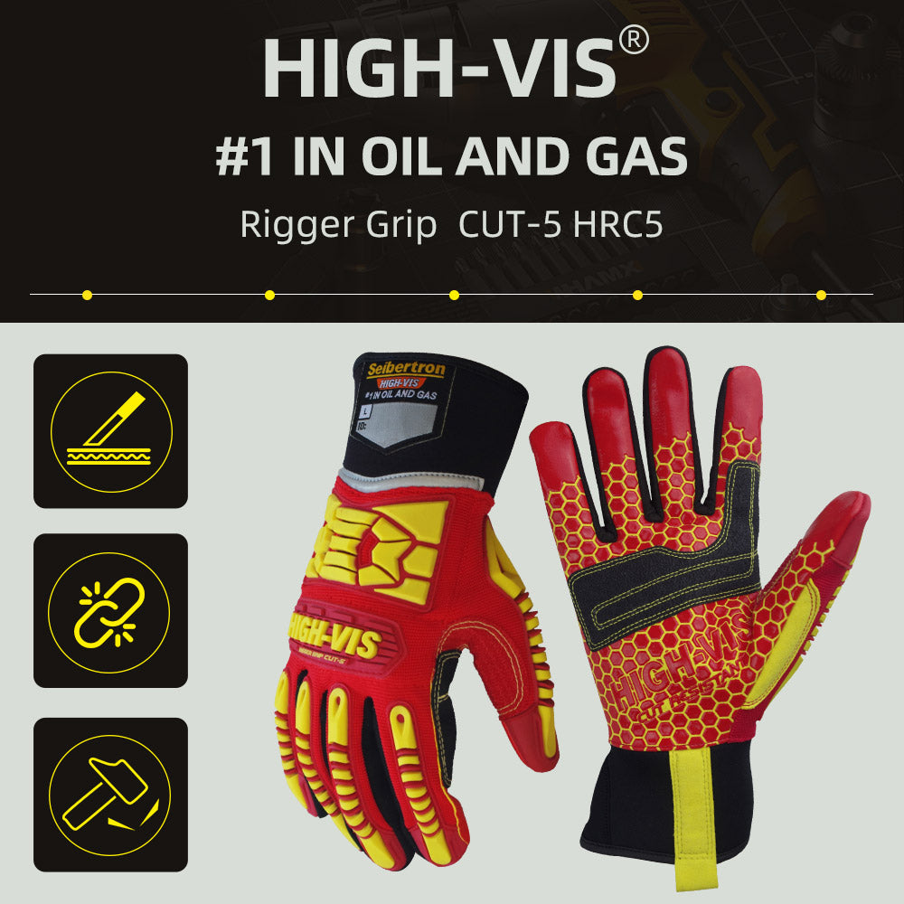 seibertron-gallery:hrc5-safety-gloves-20260715 | product:hrc5 | color:Red Yellow | slot:2 | Seibertron HIGH-VIS HRC5 安全手袋の高視認性石油・ガス概要画像