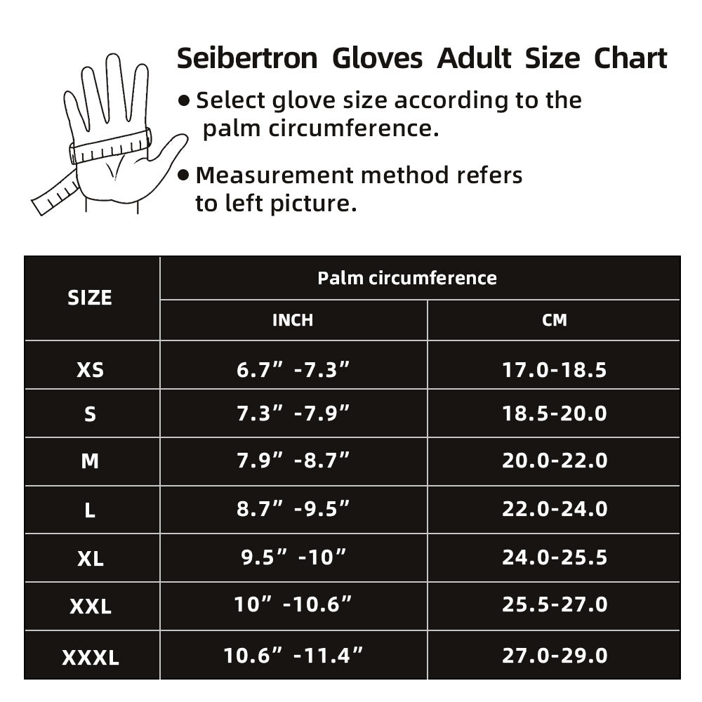 seibertron-gallery:hrc5-safety-gloves-20260715 | product:hrc5 | color:Red Yellow | slot:7 | Seibertron HIGH-VIS HRC5 安全手袋の大人用サイズチャート画像
