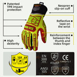 seibertron-gallery:hrig-safety-gloves-20260715 | product:hrig | color:Yellow Red | slot:3 | Seibertron HIGH-VIS HRIG 安全手袋のTPR衝撃保護とCE ANSI格付け詳細画像