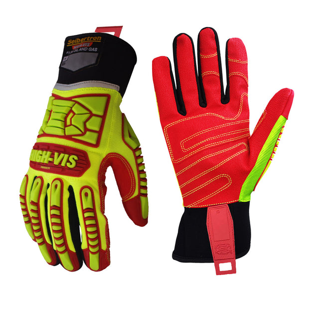 seibertron-gallery:hrig-安全手袋-20260715 | product:hrig | color:イエロー レッド | slot:1 | Seibertron HIGH-VIS HRIG 安全手袋の白背景商品画像