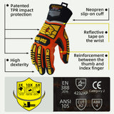 seibertron-gallery:sdx2-safety-gloves-20260714 | 商品:sdx2 | 色:オレンジイエロー | スロット:3 | Seibertron HIGH-VIS SDX2 セーフティグローブ TPRインパクトプロテクションとCE ANSI定格詳細画像