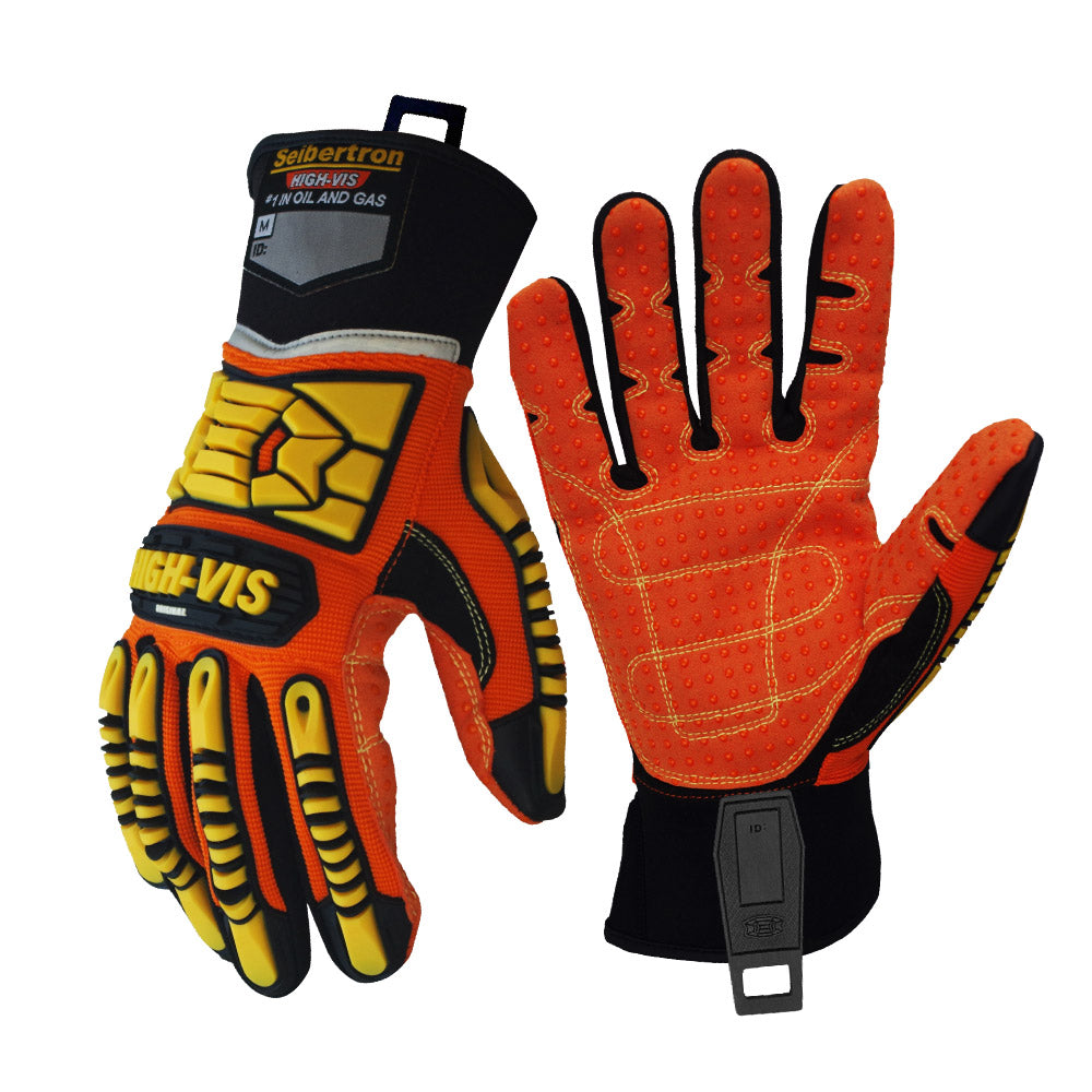 seibertron-gallery:sdx2-safety-gloves-20260714 | 商品:sdx2 | 色:オレンジイエロー | スロット:1 | Seibertron HIGH-VIS SDX2 セーフティグローブ ホワイトバックグラウンド 商品画像