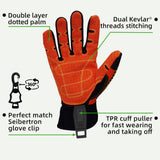 seibertron-gallery:sdx2-safety-gloves-20260714 | product:sdx2 | color:Orange Yellow | slot:4 | Seibertron HIGH-VIS SDX2安全手袋のドットパームと手袋クリップの詳細画像