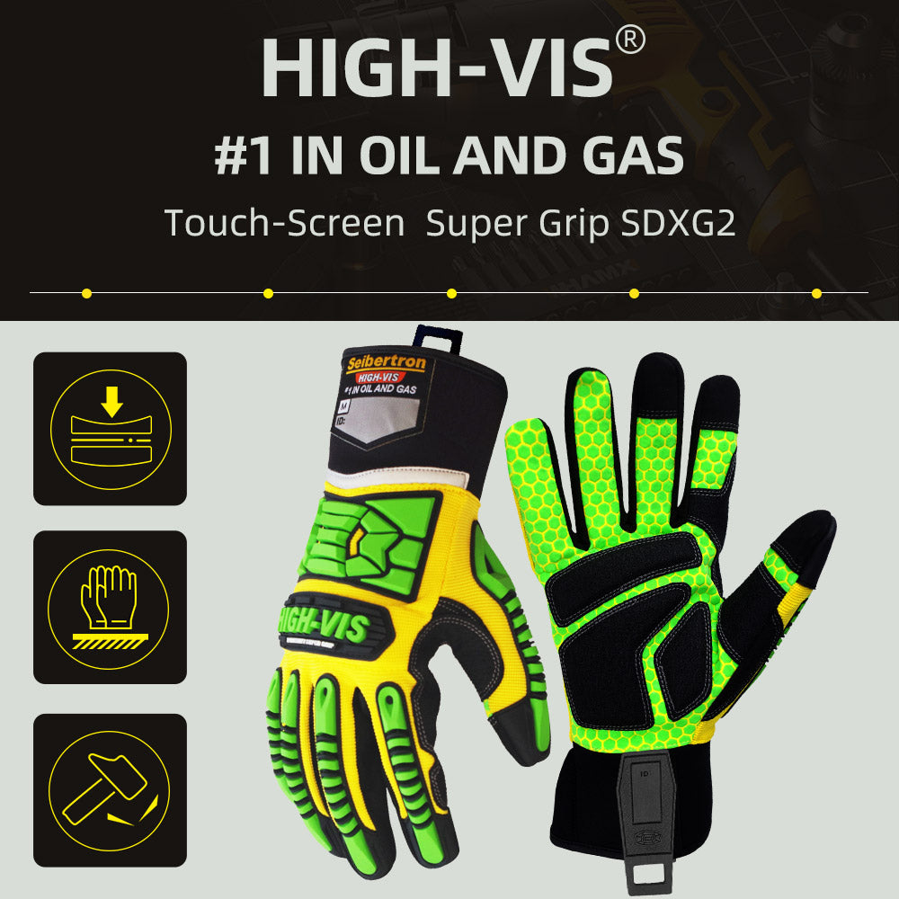 seibertron-gallery:sdxg2-safety-gloves-20260715 | product:sdxg2 | color:Yellow Green | slot:2 | Seibertron HIGH-VIS SDXG2安全手袋の石油・ガス現場の高視認性概要画像