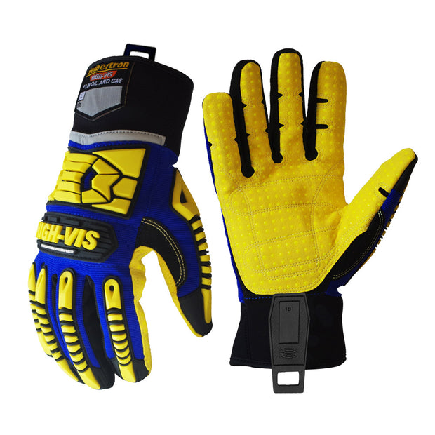 seibertron-gallery:sdxw-safety-gloves-20260715 | product:sdxw | color:Blue Yellow | slot:1 | Seibertron HIGH-VIS SDXW 安全手袋の白背景の製品画像