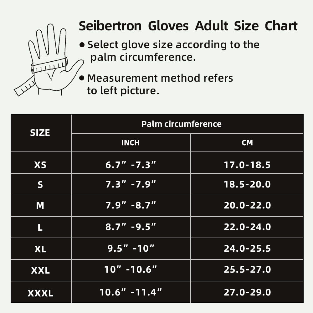 seibertron-gallery:sdxw-safety-gloves-20260715 | product:sdxw | color:Blue Yellow | slot:7 | Seibertron HIGH-VIS SDXW safety gloves adult size chart image