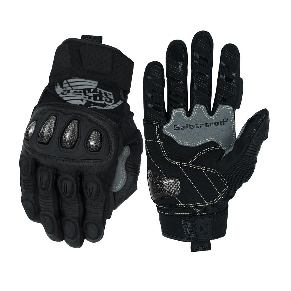 color:Black | batch:sps2plus-complete-20260716 | role:white-background-main | Seibertron SPS-2 Plus motorcycle gloves black white background main