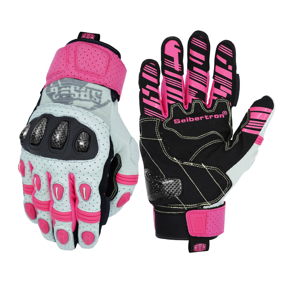 color:Pink | batch:sps2plus-complete-20260716 | role:white-background-main | Seibertron SPS-2 Plus motorcycle gloves pink white background main
