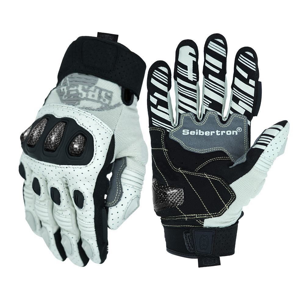 color:White | batch:sps2plus-complete-20260716 | role:white-background-main | Seibertron SPS-2 Plus motorcycle gloves white white background main