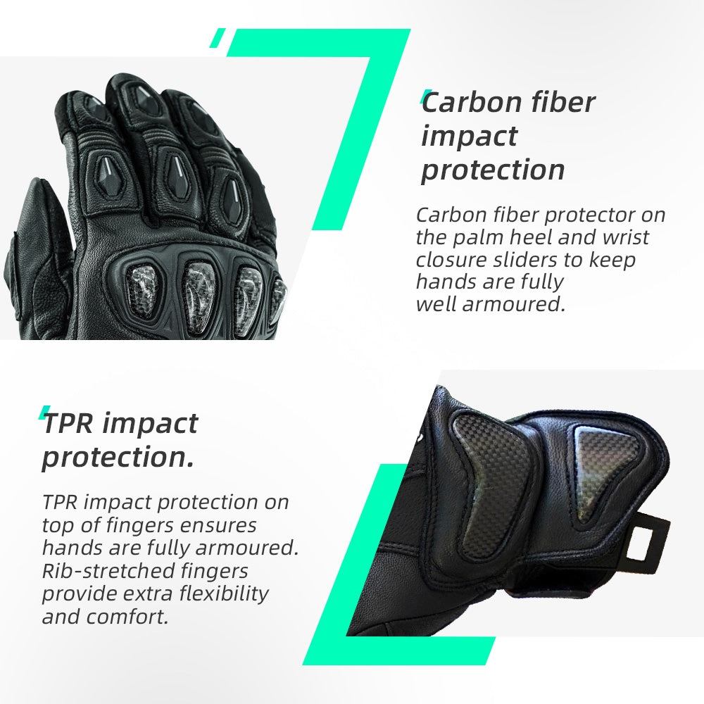 color:Black | Seibertron SPS-3 motorcycle gloves detail image 04