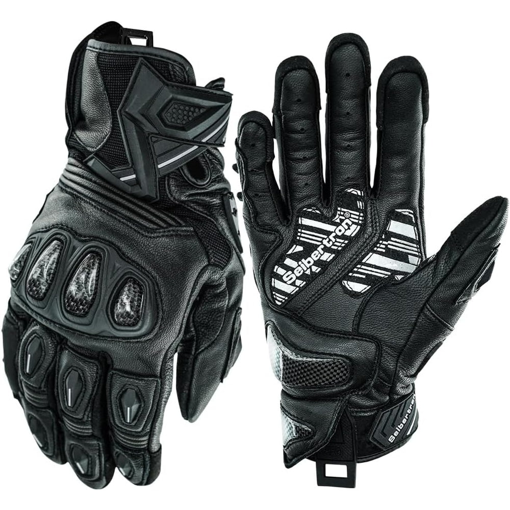color:Black | Seibertron SPS-3 motorcycle gloves white background main image
