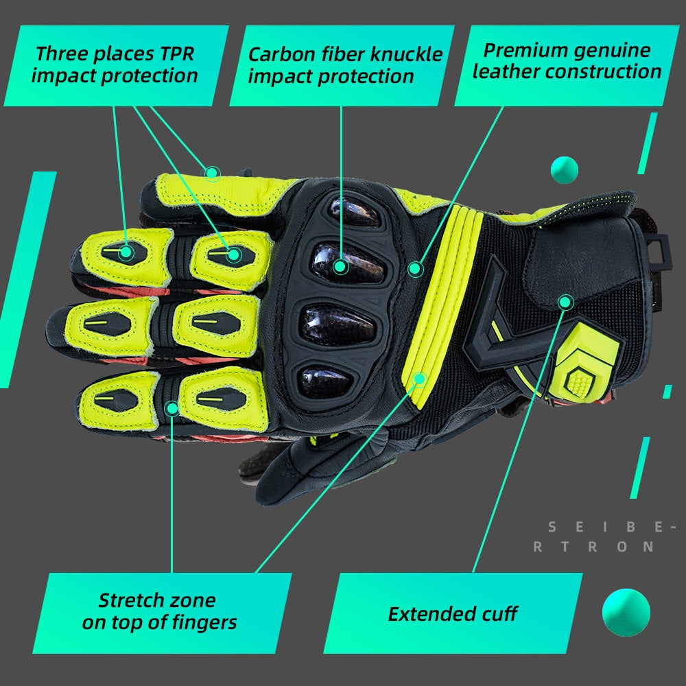 color:FL Yellow | Seibertron SPS-3 motorcycle gloves detail image 02