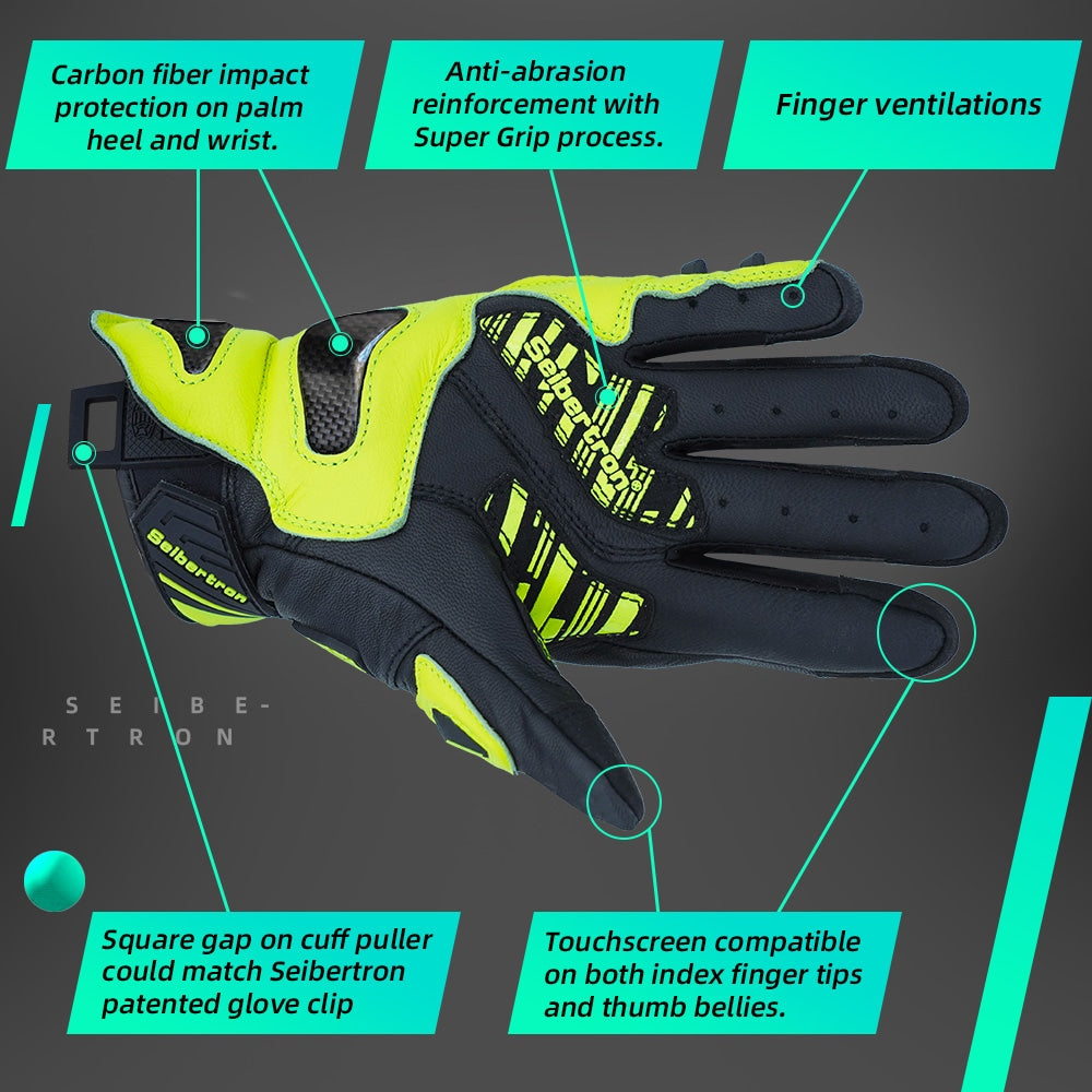 color:FL Yellow | Seibertron SPS-3 motorcycle gloves detail image 03