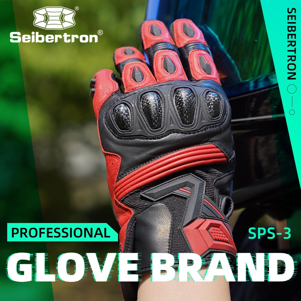 color:Red | Seibertron SPS-3 motorcycle gloves detail image 01
