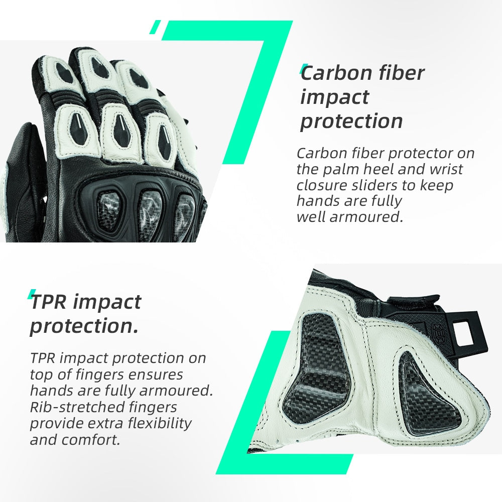 color:White | Seibertron SPS-3 motorcycle gloves detail image 04