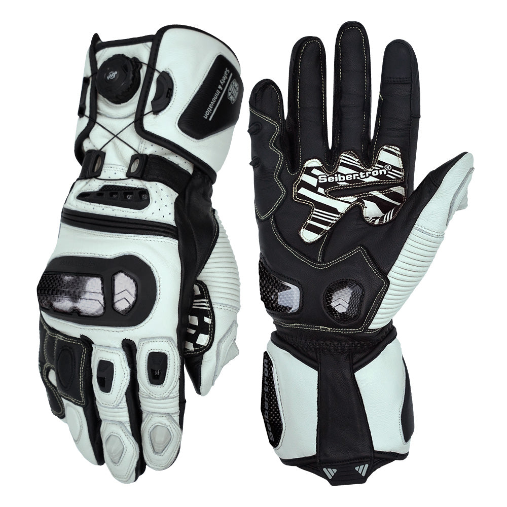color:White | Seibertron SPS-6 motorcycle gloves white background main image