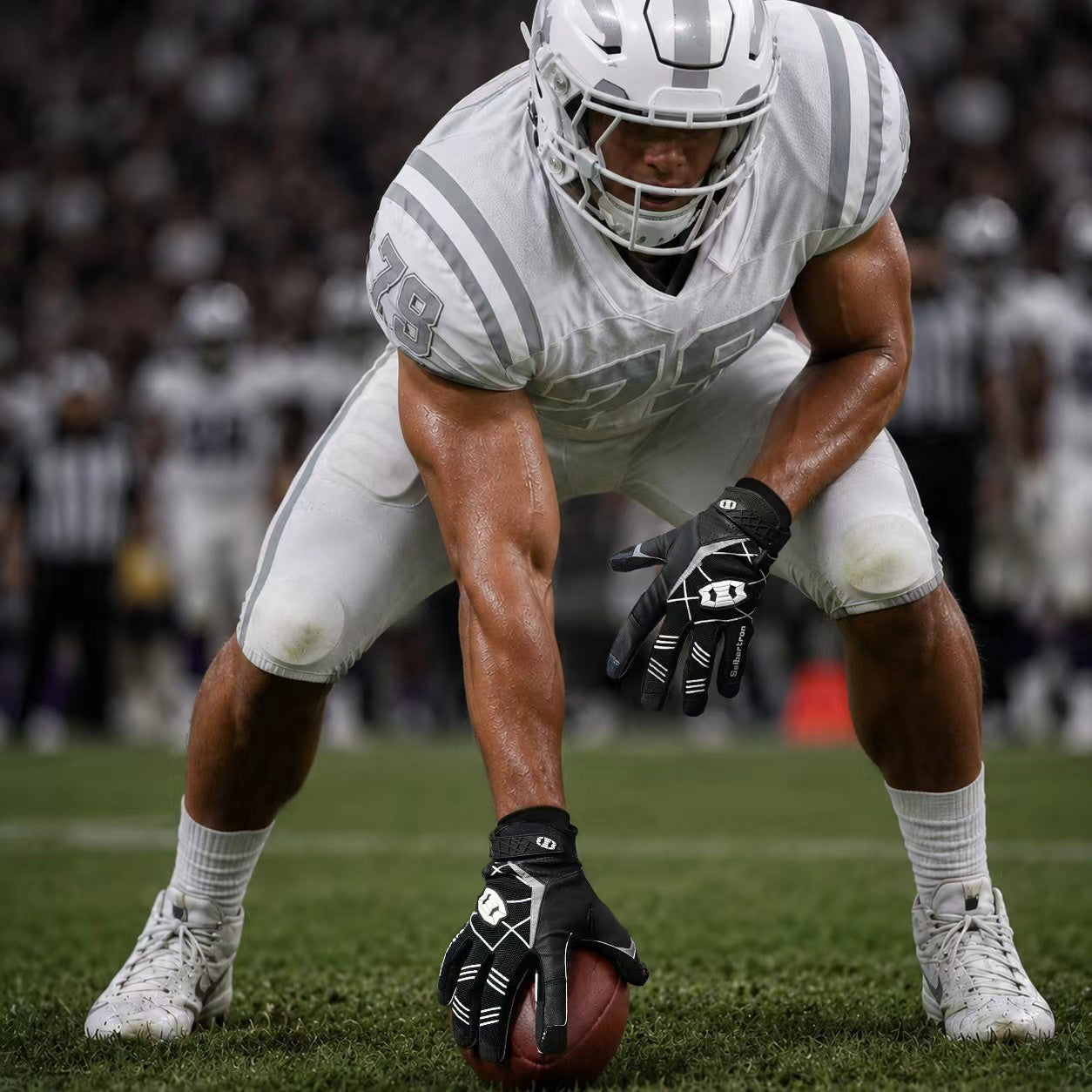 seibertron-gallery:white-football-ai-color-groups-20260721 | 商品:8557666271422 | 色:ブラック | スロット:2 | Seibertron 大人用ブラックフットボールレシーバーグローブ AIアクション画像 2