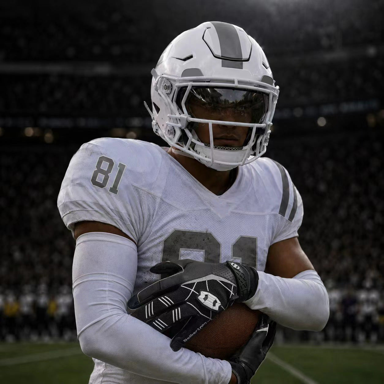 seibertron-gallery:white-football-ai-color-groups-20260721 | 商品:8557666271422 | 色:ブラック | スロット:4 | Seibertron 大人用ブラックフットボールレシーバーグローブ AIアクション画像 4