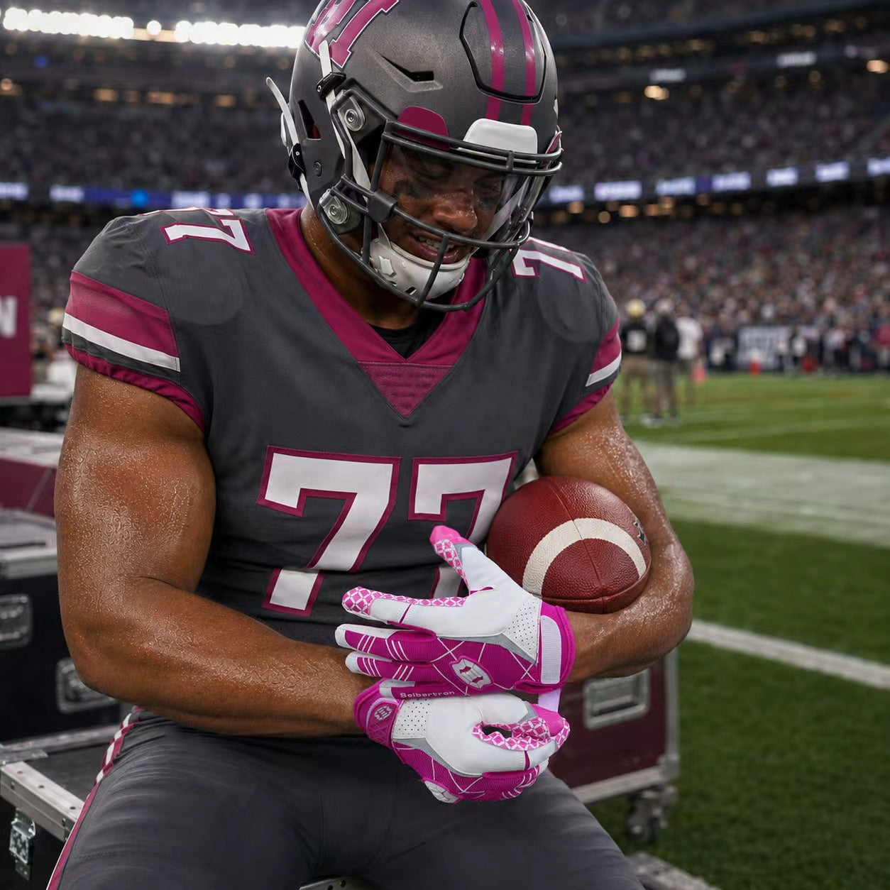 seibertron-gallery:white-football-ai-color-groups-20260721 | product:8557666271422 | color:Pink | slot:3 | Seibertron 大人用ピンクフットボールレシーバーグローブ AIアクション画像 3