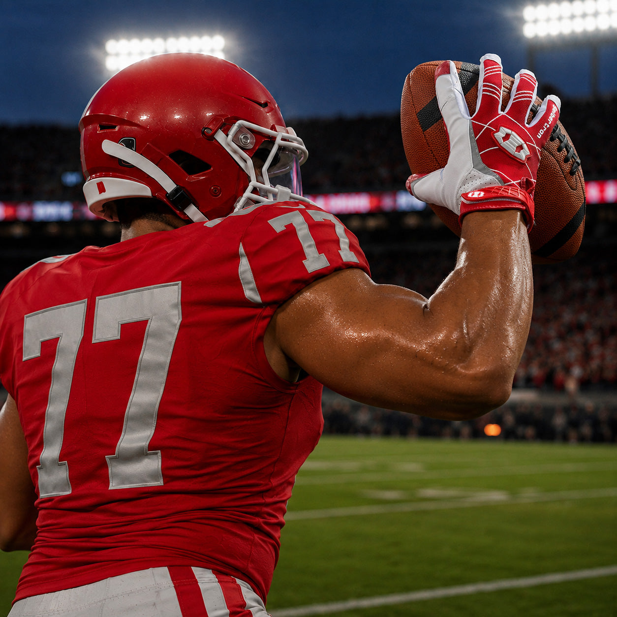 seibertron-gallery:white-football-ai-color-groups-20260721 | product:8557666271422 | color:Red | slot:1 | Seibertron 大人用レッドフットボールレシーバーグローブ AIアクション画像 1