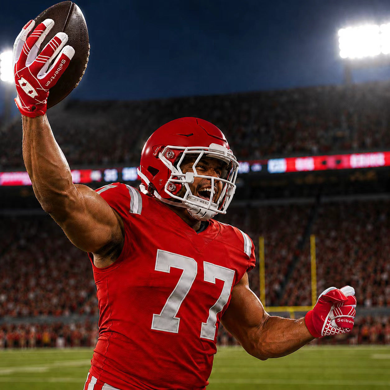 seibertron-gallery:white-football-ai-color-groups-20260721 | product:8557666271422 | color:Red | slot:3 | Seibertron 大人用レッドフットボールレシーバーグローブ AIアクション画像 3