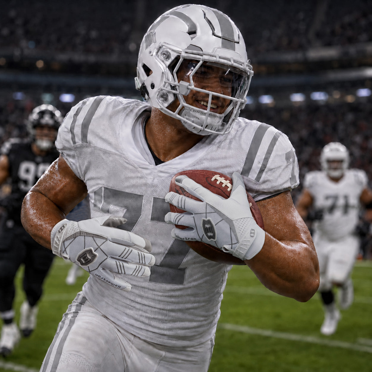seibertron-gallery:white-football-ai-color-groups-20260721 | product:8557666271422 | color:White | slot:4 | Seibertron 大人用ホワイトフットボールレシーバーグローブ AIアクション画像 4